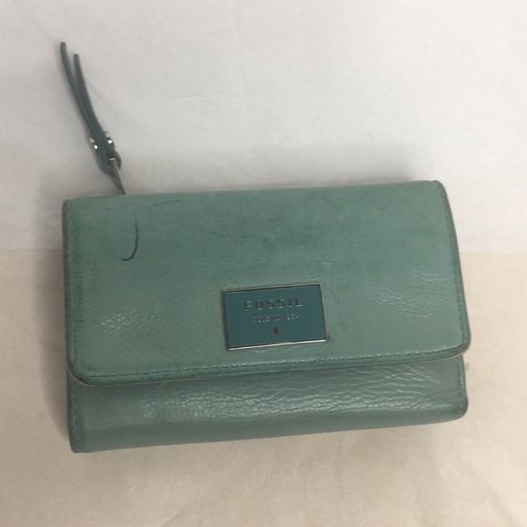 Fossil tri fold wallet in aqua - Picture 1 of 8